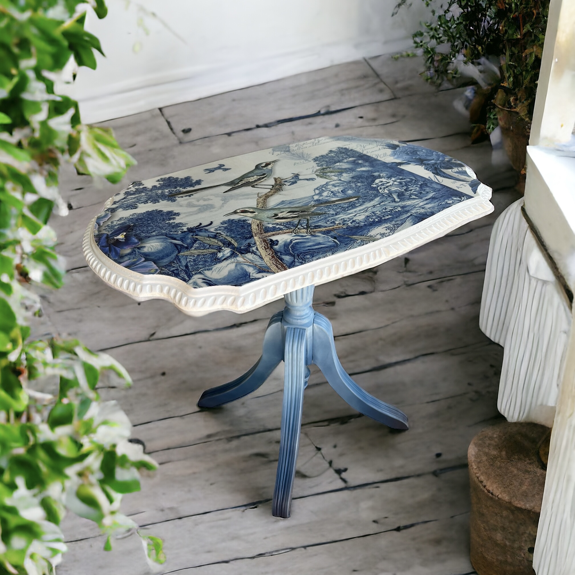 Chinoiserie Pedestal Table Makeover